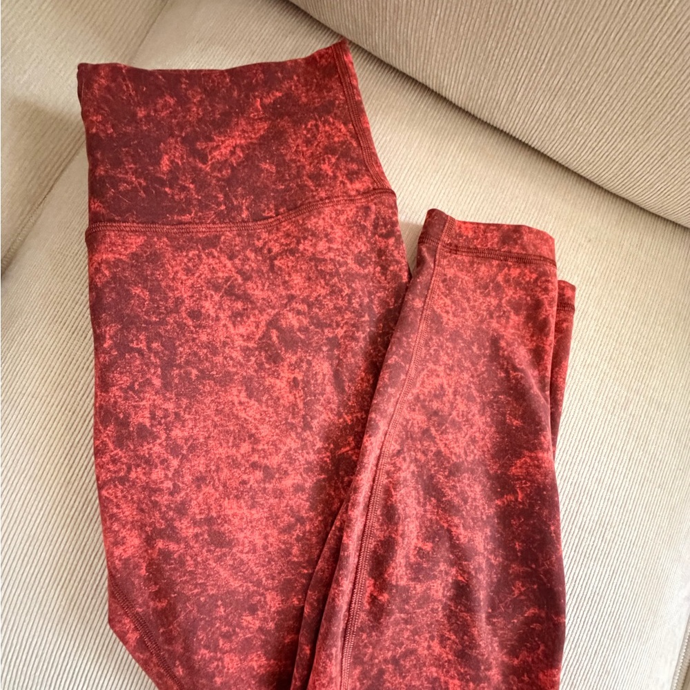 Lululemon red/orange and black leggings, full length